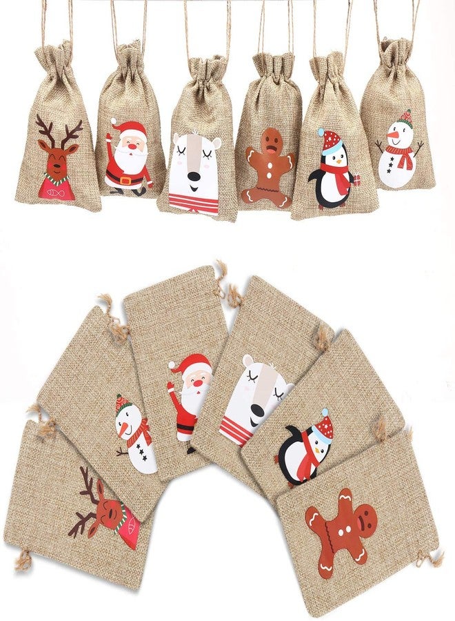 LOKIPA Christmas Jute Burlap Bags, Xmas Jute Linen Burlap Drawstring Gift Treat Candy Bag for Xmas Favors (12) - Image 3
